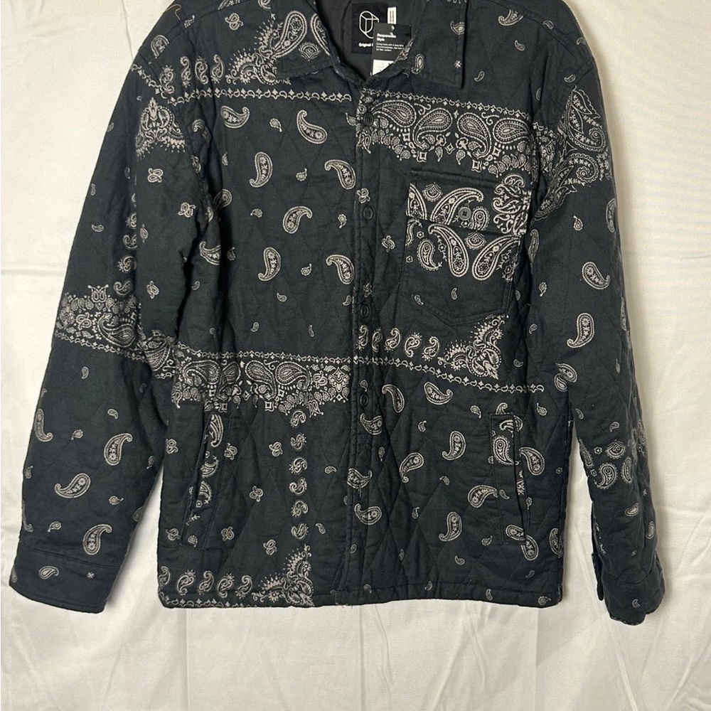 Original Use Paisley Quilted Shirt Jacket - Black and White - Picture 5 of 6